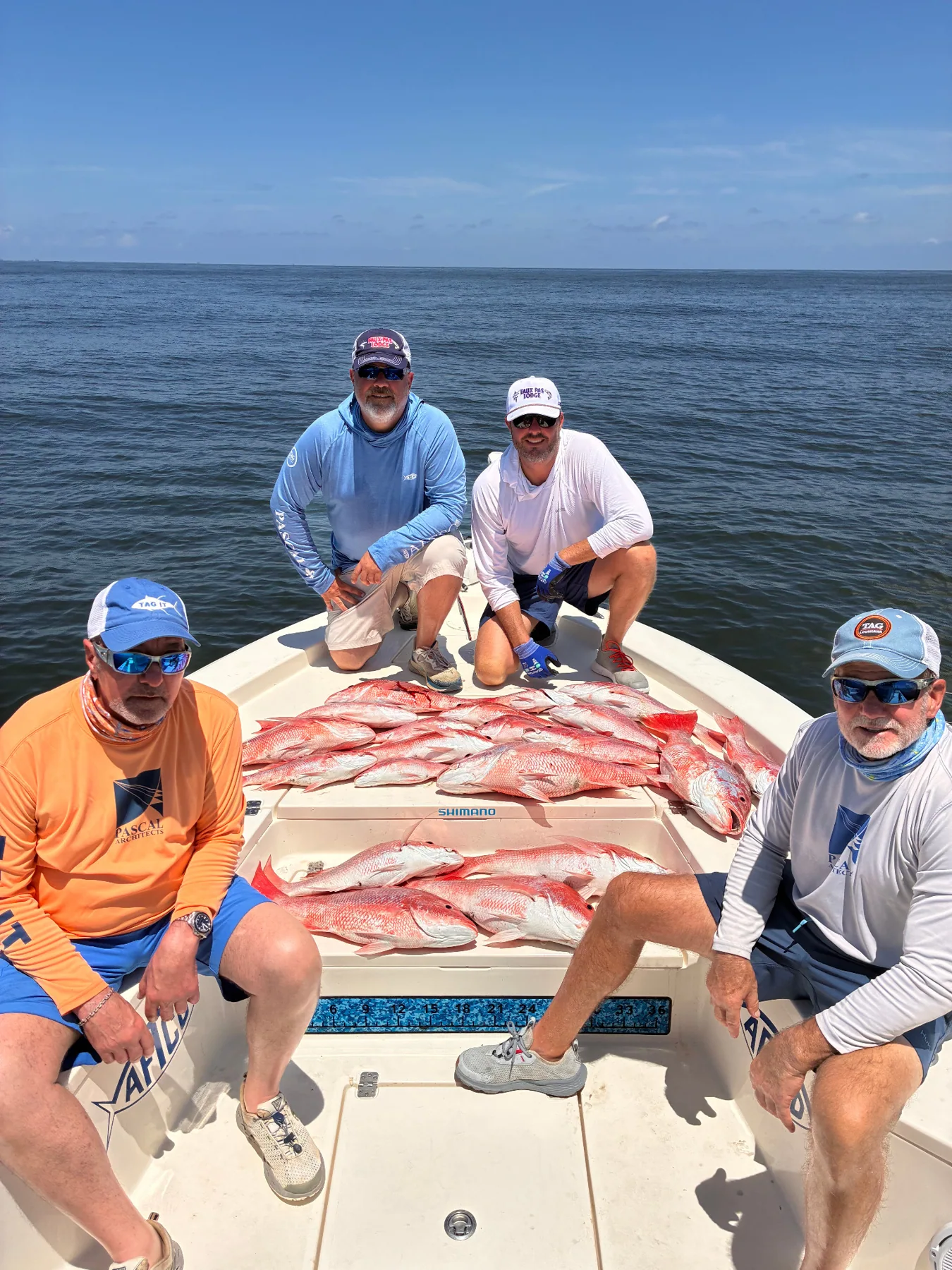 Freshly caught red snapper displayed after a fishing trip